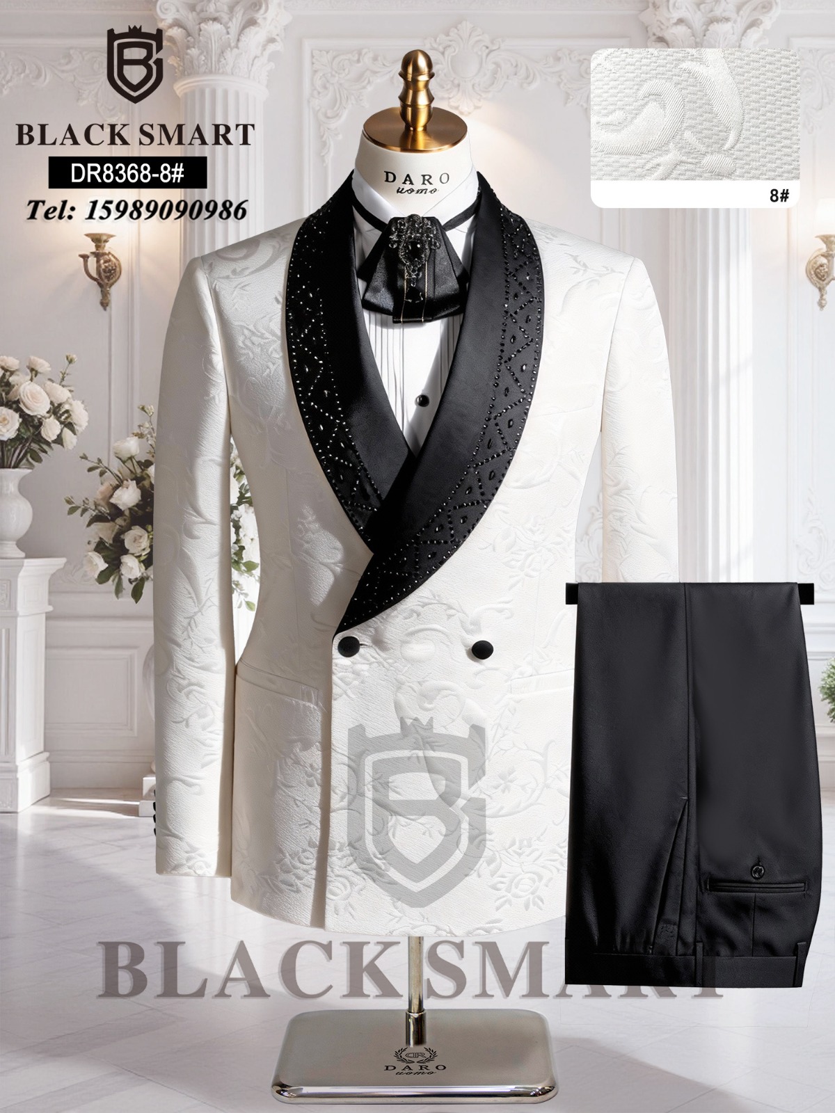 Mario Casas Luxury Crystal-Embellished Shawl Lapel Tuxedo image 4